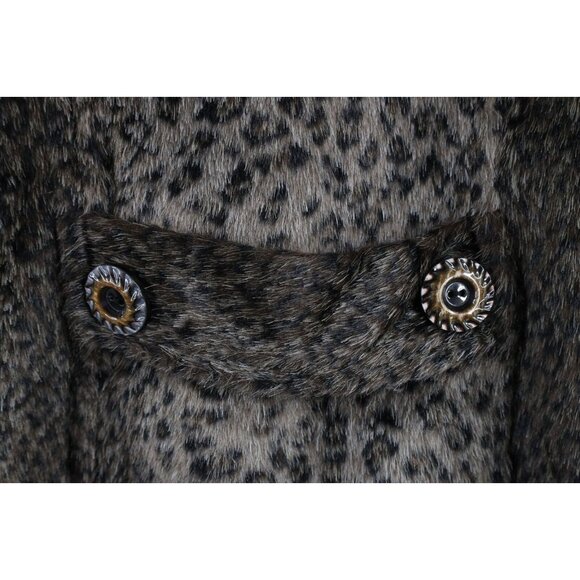 Buckle BKE Womens Medium Faux Fur Double Breasted Peacoat Jacket Leopard Print - Picture 11 of 14
